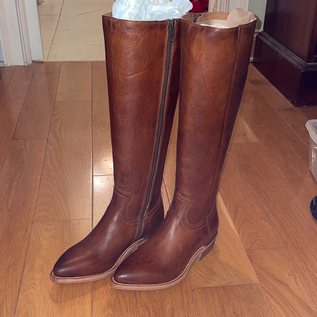 Frye Billy Tall Leather Knee-High Caramel Boots 7.5